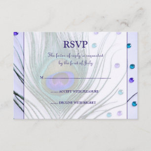 Glam Peacock Feather Purple Response Card