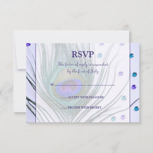 Glam Peacock Feather Purple Response Card Custom Announcement
