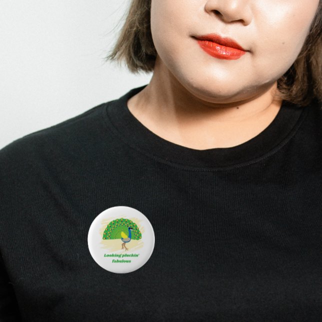 Glam Peacock Pun Design Button (Creator Uploaded)