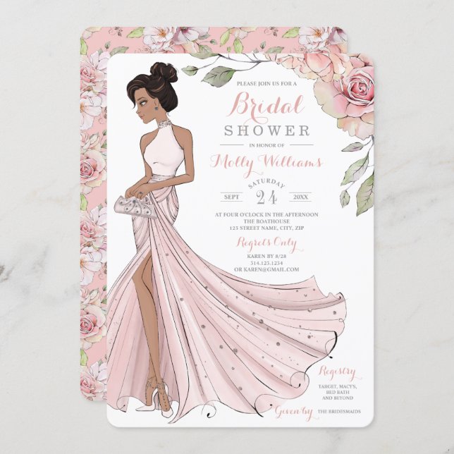 Glam Personalized Bride Bridal Shower Invitation (Front/Back)