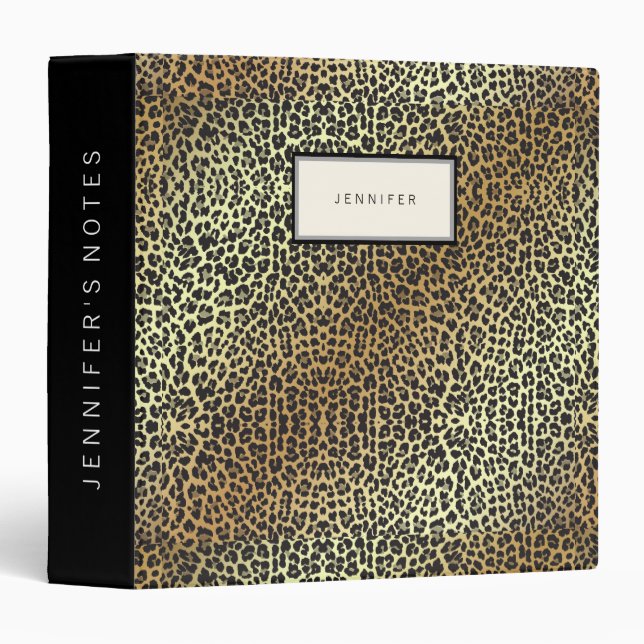 Glam Personalized Leopard Print and Gold Foil Binder (Front/Spine)