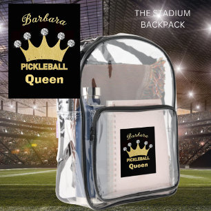 GLAM PICKLEBALL QUEEN  CLEAR BACKPACK 