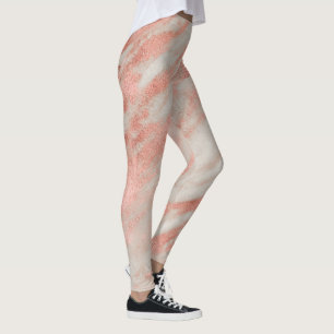 Glam Pink Abstract Marble Pattern Leggings