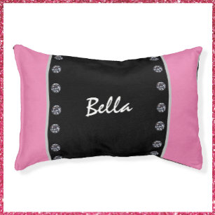 Glam Pink and Black Diamond Decorated Pet Bed