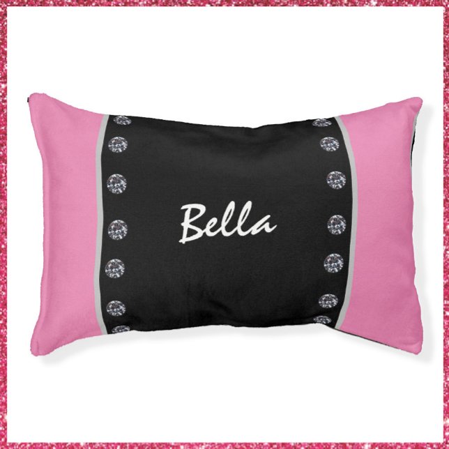 Glam Pink and Black Diamond Decorated Pet Bed (Creator Uploaded)