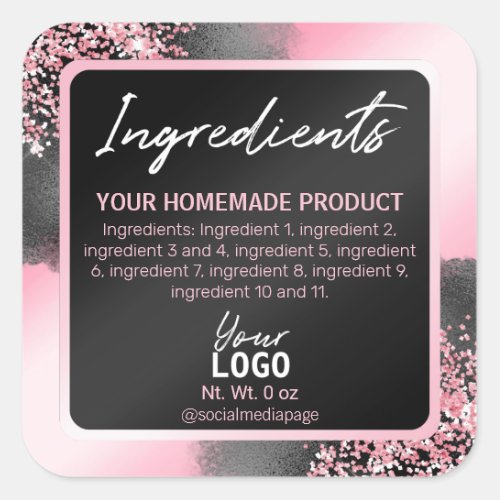 Glam Pink And Black Ingredient Labels