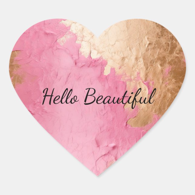 Glam Pink and Gold Heart Sticker (Front)