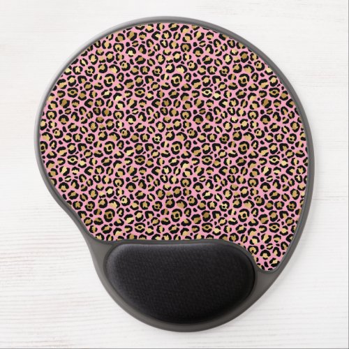 Glam Pink and Gold Leopard Spots Print Gel Mouse Pad