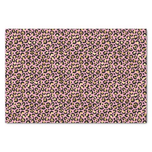 Glam Pink and Gold Leopard Spots Print Tissue Paper