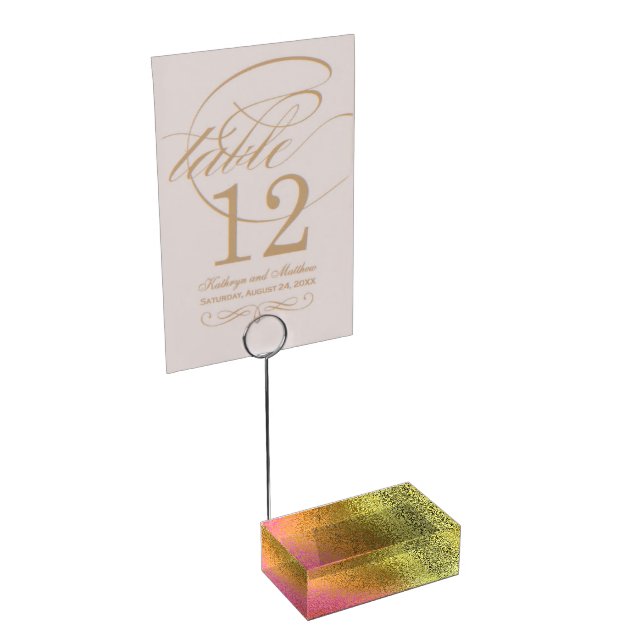 Glam Pink and Gold Table Card Holder (Corner)
