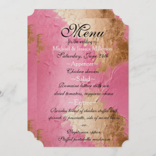 Glam Pink and Gold Wedding Menu