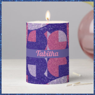 Glam Pink and Purple Geometric Pillar Candle