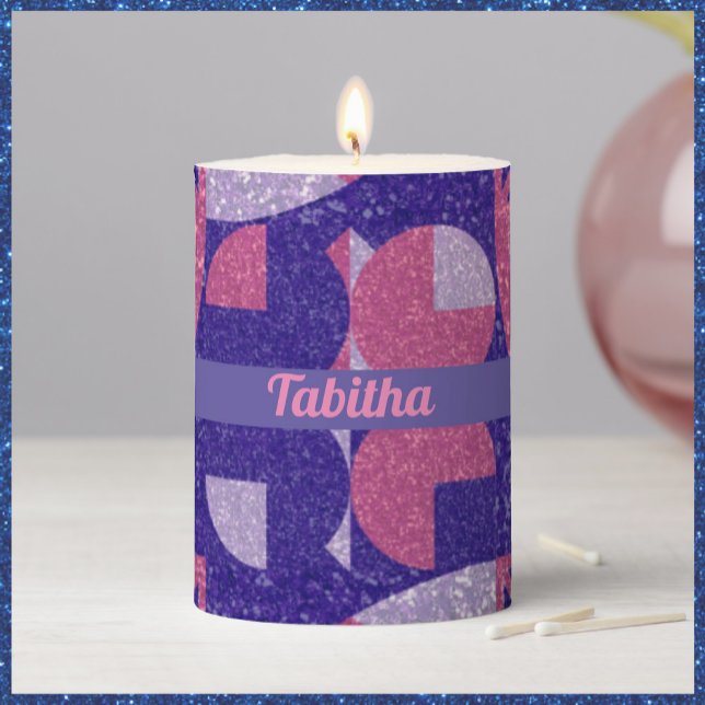 Glam Pink and Purple Geometric Pillar Candle (Creator Uploaded)