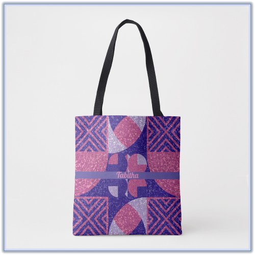 Glam Pink and Purple Geometric Tote Bag