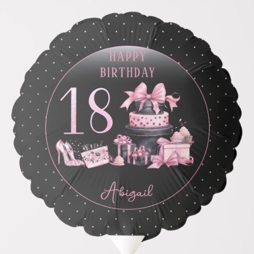 Glam Pink Black Fashion 18th Birthday Party Balloon