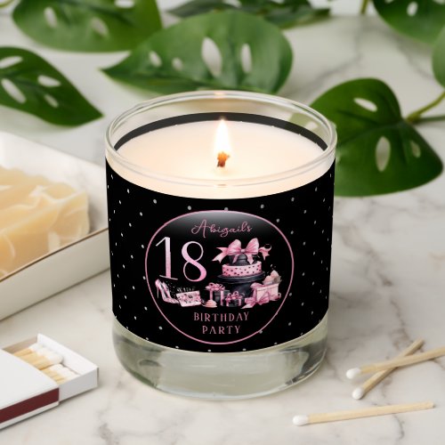 Glam Pink Black Fashion 18th Birthday Party Scented Candle