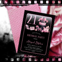 Glam Pink Black Fashion 21st Birthday Party