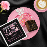 Glam Pink Black Fashion 21st Birthday Party Napkins<br><div class="desc">Glamorous French couture-inspired,  pink and black "21" 21st birthday design featuring a hat box cake,  pink stilettos and a makeup bag among various unopened birthday presents and luscious cupcakes.  Perfect for celebrating birthday occasions.  Age is created in an uneditable faux pink glitter font.</div>