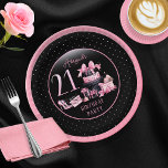 Glam Pink Black Fashion 21st Birthday Party Paper Plates<br><div class="desc">Glamorous French couture-inspired,  pink and black "21" 21st birthday design featuring a hat box cake,  pink stilettos and a makeup bag among various unopened birthday presents and luscious cupcakes.  Perfect for celebrating birthday occasions.  Age is created in an uneditable faux pink glitter font.</div>
