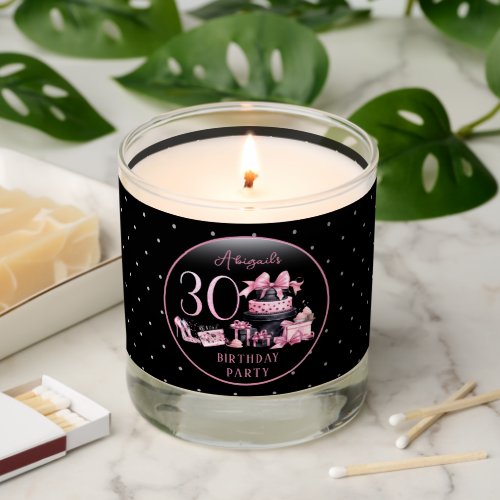 Glam Pink Black Fashion 30th Birthday Party Scented Candle