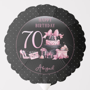 Glam Pink Black Fashion 70th Birthday Party Balloon