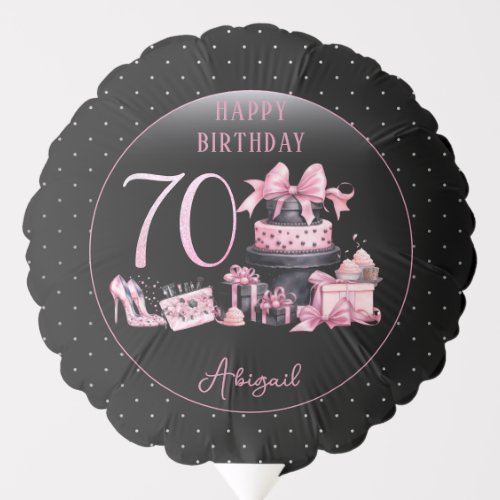 Glam Pink Black Fashion 70th Birthday Party Balloon