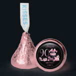 Glam Pink Black Fashion 90th Birthday Party Hershey®'s Kisses®<br><div class="desc">Glamorous French couture-inspired,  pink and black "90" 90th birthday design featuring a hat box cake,  pink stilettos and a makeup bag among various unopened birthday presents and luscious cupcakes.  Perfect for celebrating birthday occasions.  Age is created in an uneditable faux pink glitter font.</div>