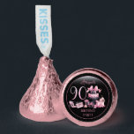 Glam Pink Black Fashion 90th Birthday Party Hershey®'s Kisses®<br><div class="desc">Glamorous French couture-inspired,  pink and black "90" 90th birthday design featuring a hat box cake,  pink stilettos and a makeup bag among various unopened birthday presents and luscious cupcakes.  Perfect for celebrating birthday occasions.  Age is created in an uneditable faux pink glitter font.</div>