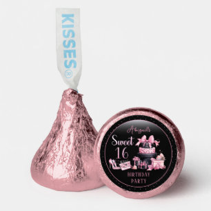 Glam Pink Black Fashion Sweet 16 Birthday Party Hershey®'s Kisses®