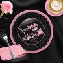 Glam Pink Black Fashion Sweet 16 Birthday Party Paper Plates