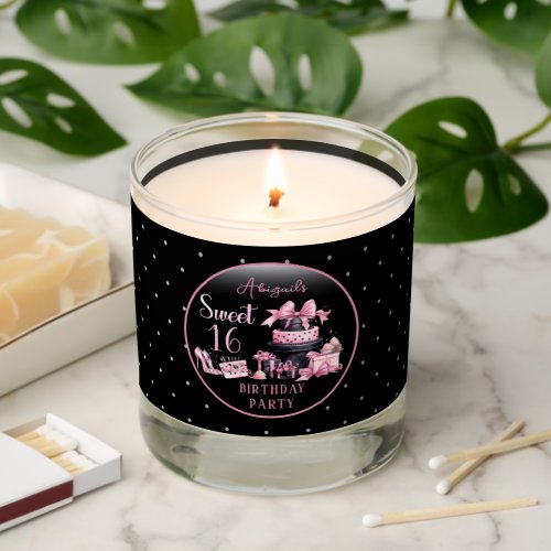 Glam Pink Black Fashion Sweet 16 Birthday Party Scented Candle