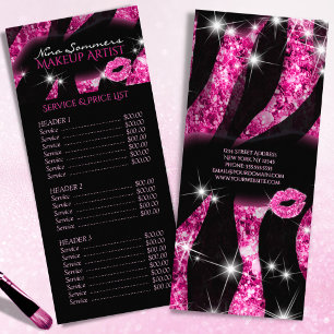 Glam Pink Black Glitter Price List Service Menu