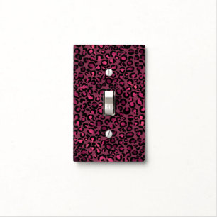 Glam Pink Black Leopard Print Light Switch Cover