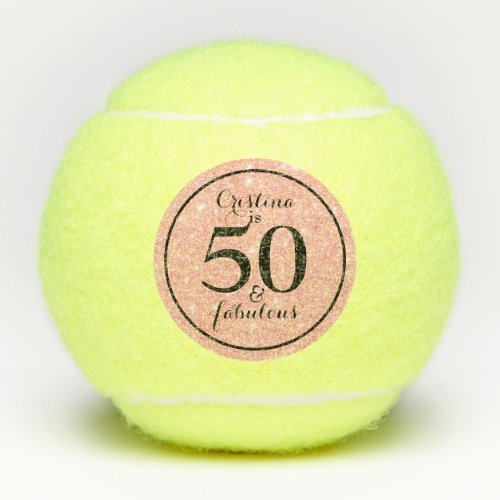 Glam Pink  Black Personalized 50  Fabulous Tennis Balls