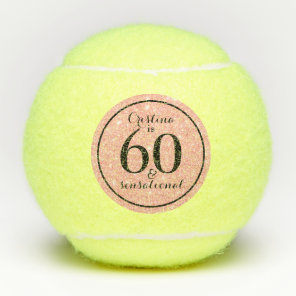 Glam Pink & Black Personalized 60 & Sensational Tennis Balls
