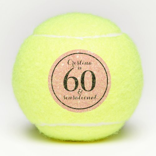 Glam Pink  Black Personalized 60  Sensational Tennis Balls