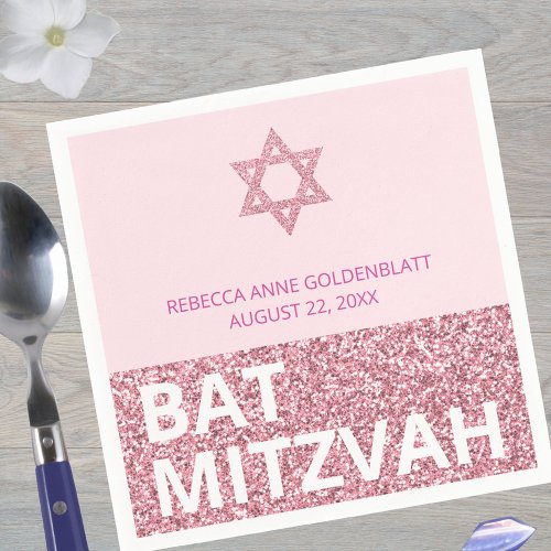 Glam Pink Chic Elegant Religious Bat Mitzvah
