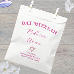 Glam Pink Chic Thank You Bat Mitzvah Party Favor Bag
