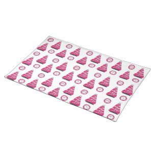 Glam Pink Christmas flamingos Cloth Placemat