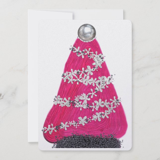 Glam Pink Christmas tree Holiday Card (Front)