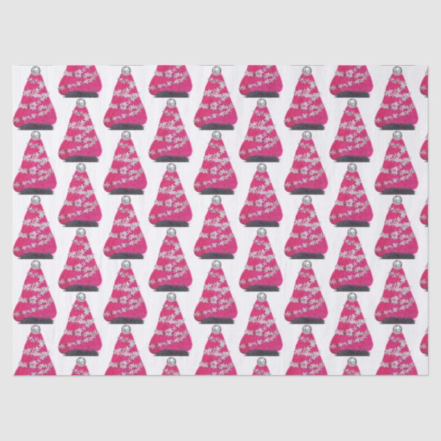 Glam Pink Christmas tree Tissue Paper (Front)