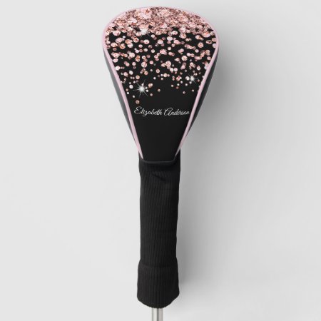 Glam Pink Diamond Jewel Confetti Personalized Golf Head Cover