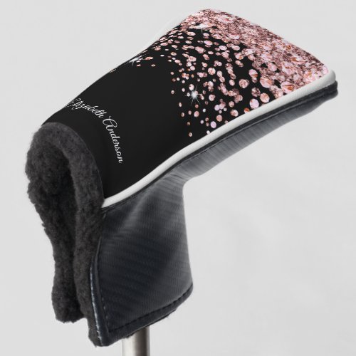 Glam Pink Diamond Jewel Confetti Personalized Golf Head Cover