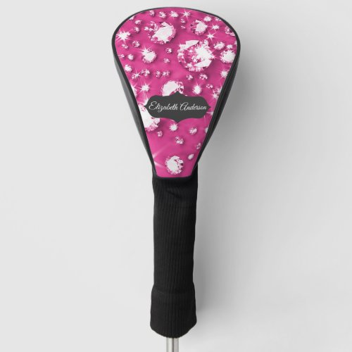 Glam Pink Diamond Jewels Personalized  Golf Head Cover