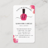 Glam Pink Drips Nail Polish Bottle Monogram Script Business Card (Back)