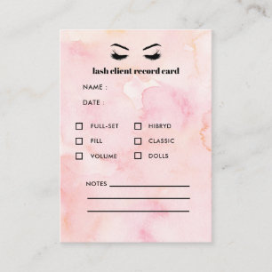 Glam PINK Eyelash Extension Client Consultation Business Card