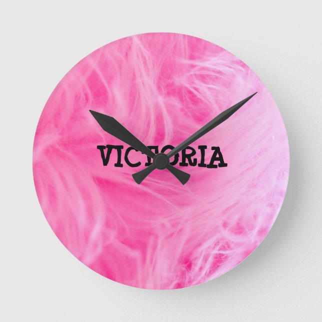 Glam Pink Girly Design  Round Clock (Front)