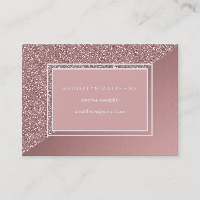 Glam Pink Glitter and Metallic Look Business Card (Front)