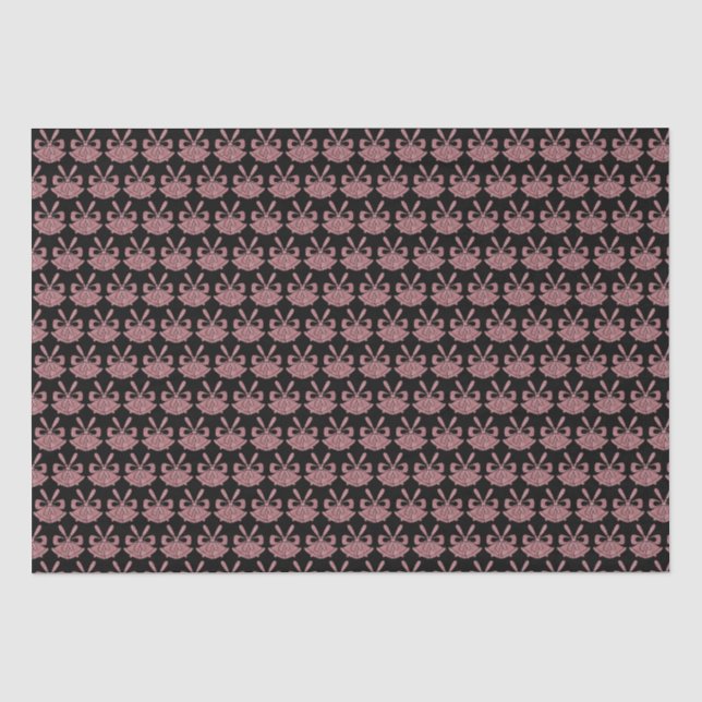 Glam Pink Glitter Bells on Black Holiday  Tissue Paper (Front)