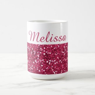 Glam Pink Glitter Custom Name Coffee Mug